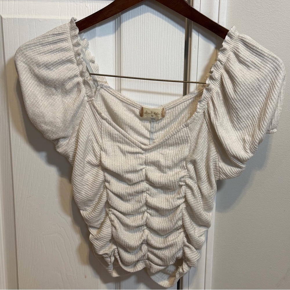 Altar'd State Cream Ruched Crop Top